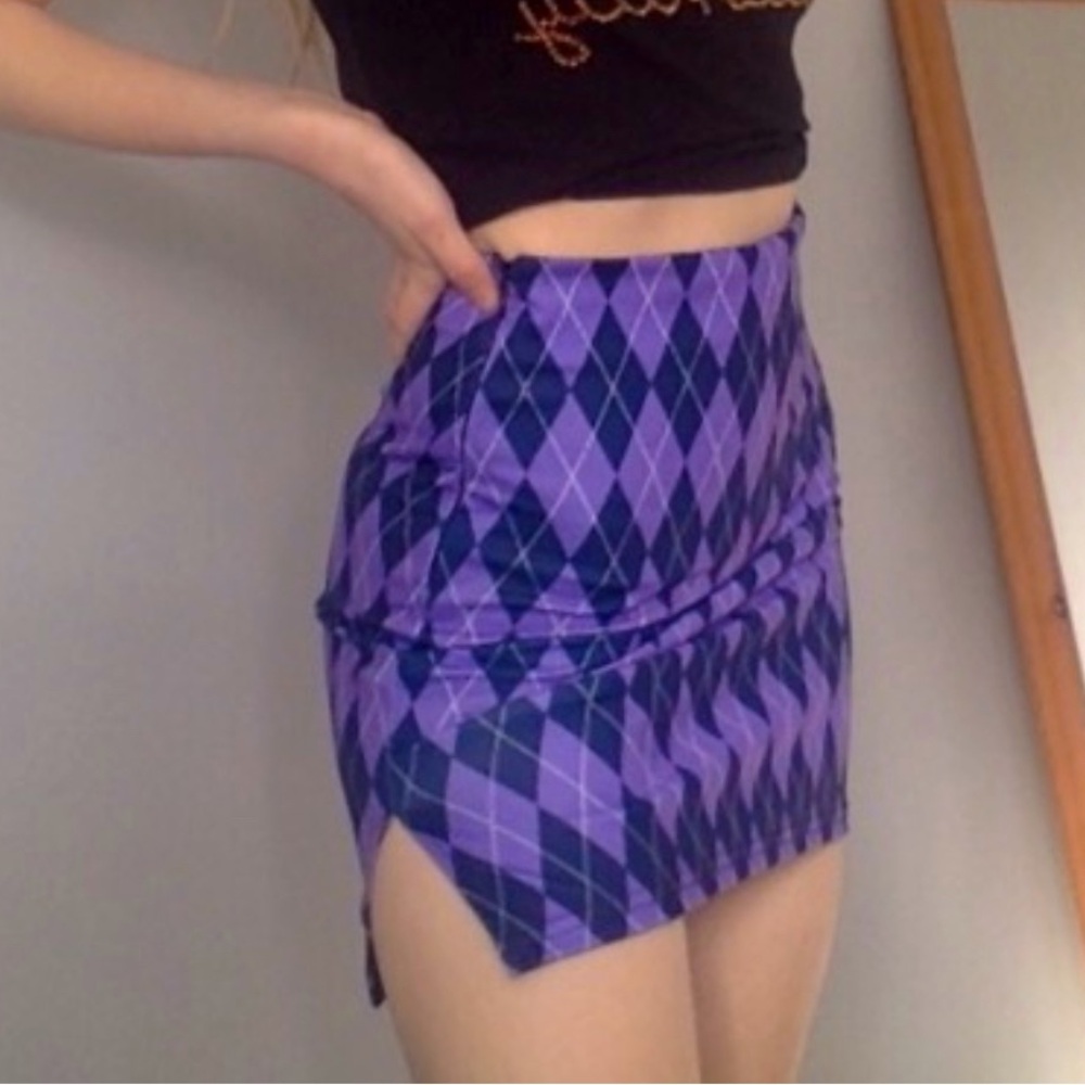 Purple Argyle Delia’s Dollskill Stretch Pencil Mini Skirt